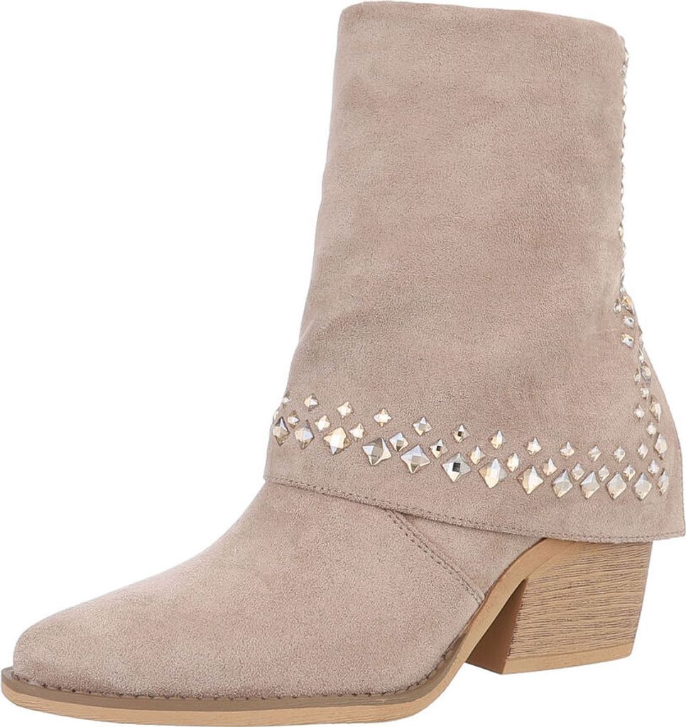 Ital-Design Damen Stiefeletten Wildlederoptik Western- & Bikerboots 87451960 Hellbraun Gr. 37