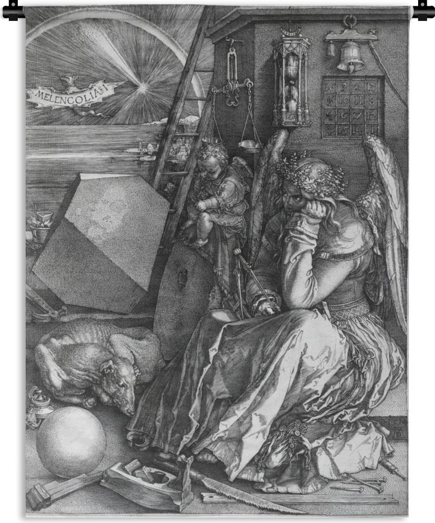 MuchoWow Wandteppich Wandbehang Melencolia - Gemälde von Albrecht Dürer 150x200 cm Tapisserie Dekoration Wandtuch - Wandaufhängung - Moderner