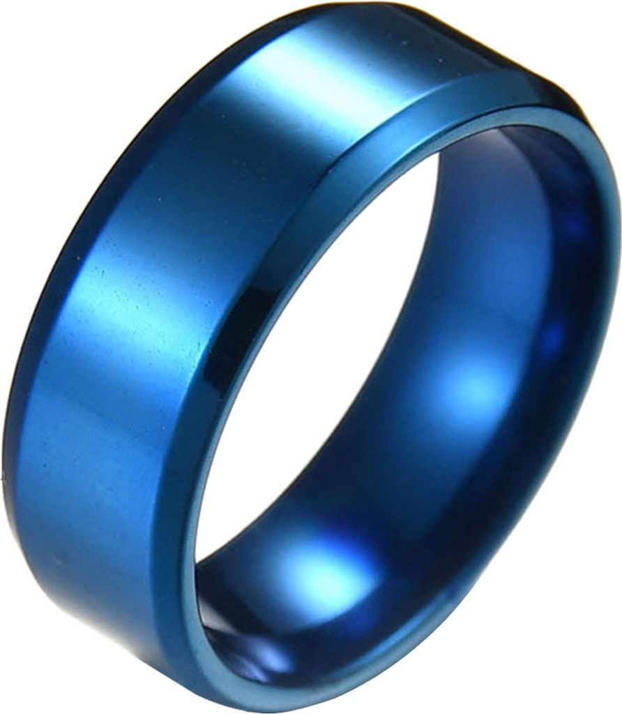 Modischer schlichter polnischer Titan-Stahlring für Paare, Hochzeit, Verlobung, Schmuck, Geschenk-Blau,US 9