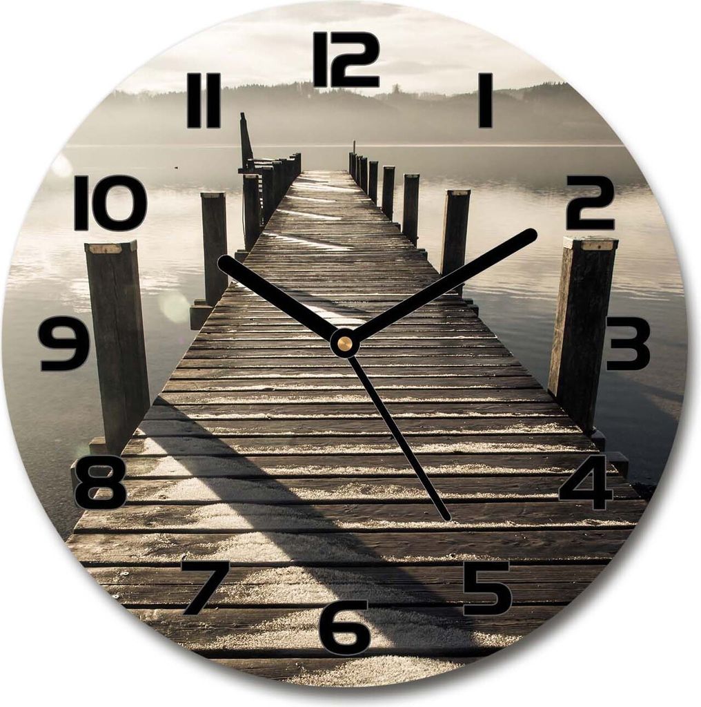 Wanduhr aus Glas 30fi Glasbild Glasuhr Gehärtetes Glas - schwarze-zeiger - Wooden pier