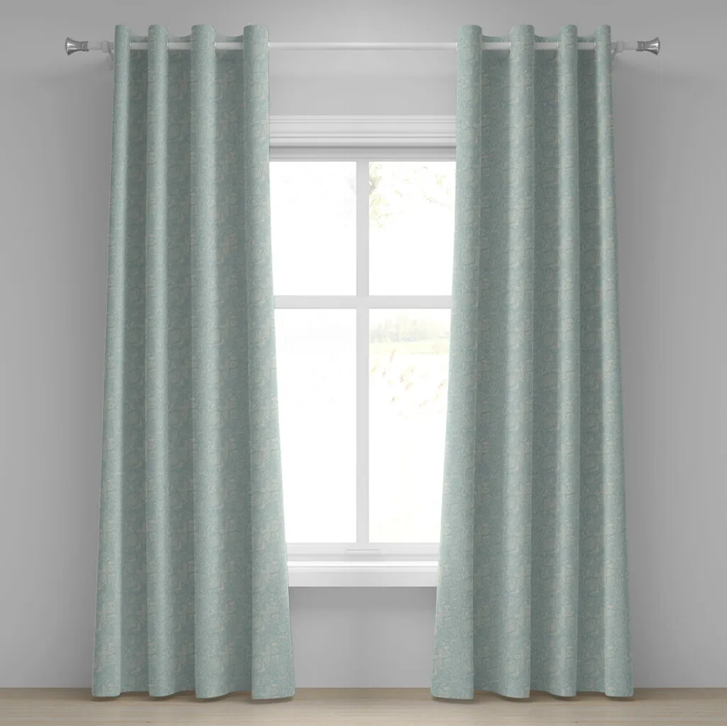 Rideaux décoratifs 2 panneaux motif nature papillon bleu clair 280cm