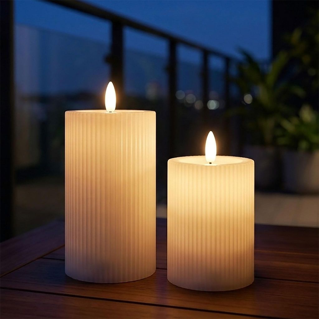 3.05 LED svíčka vnitřní a venkovní bílá s drážkami - sada 2 Obrázek produktu 