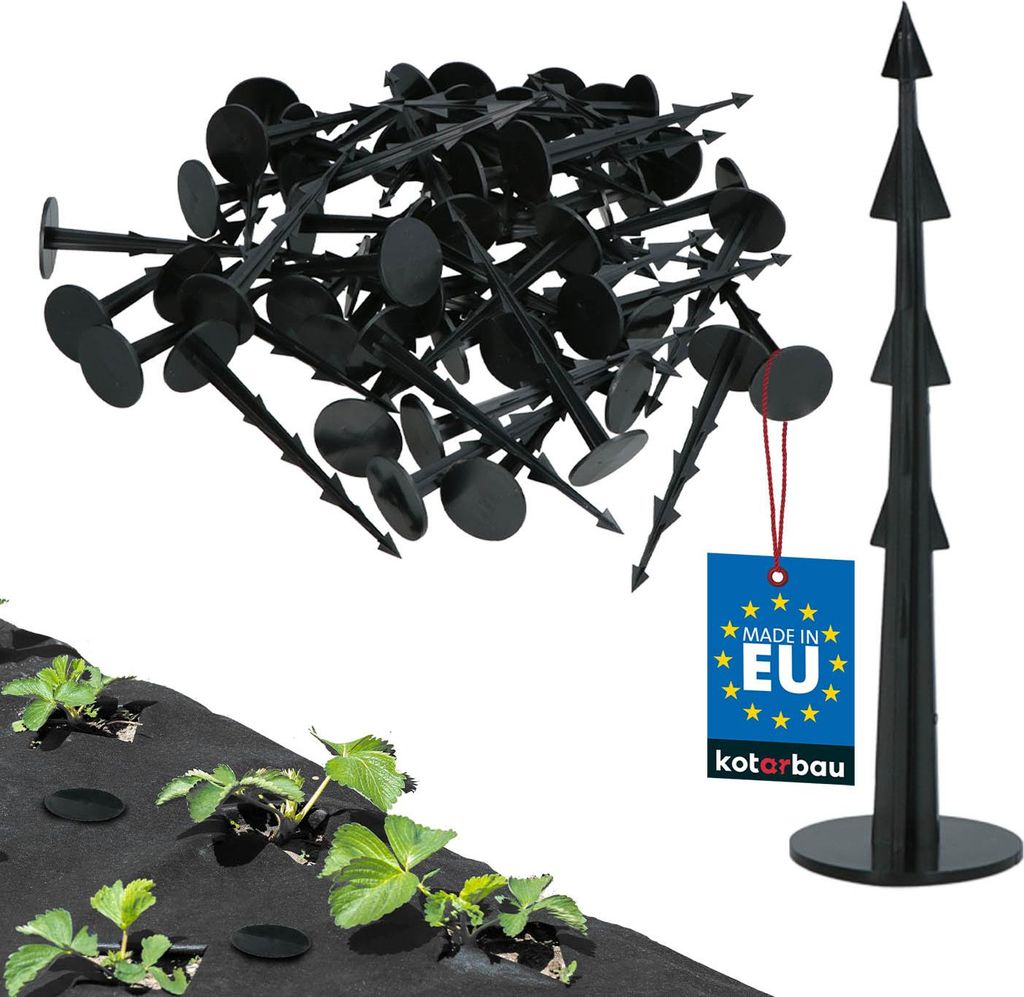 KOTARBAU® 50er Set Erdnägel Unkrautvlies 12 cm PVC Erdanker Produktbild 
