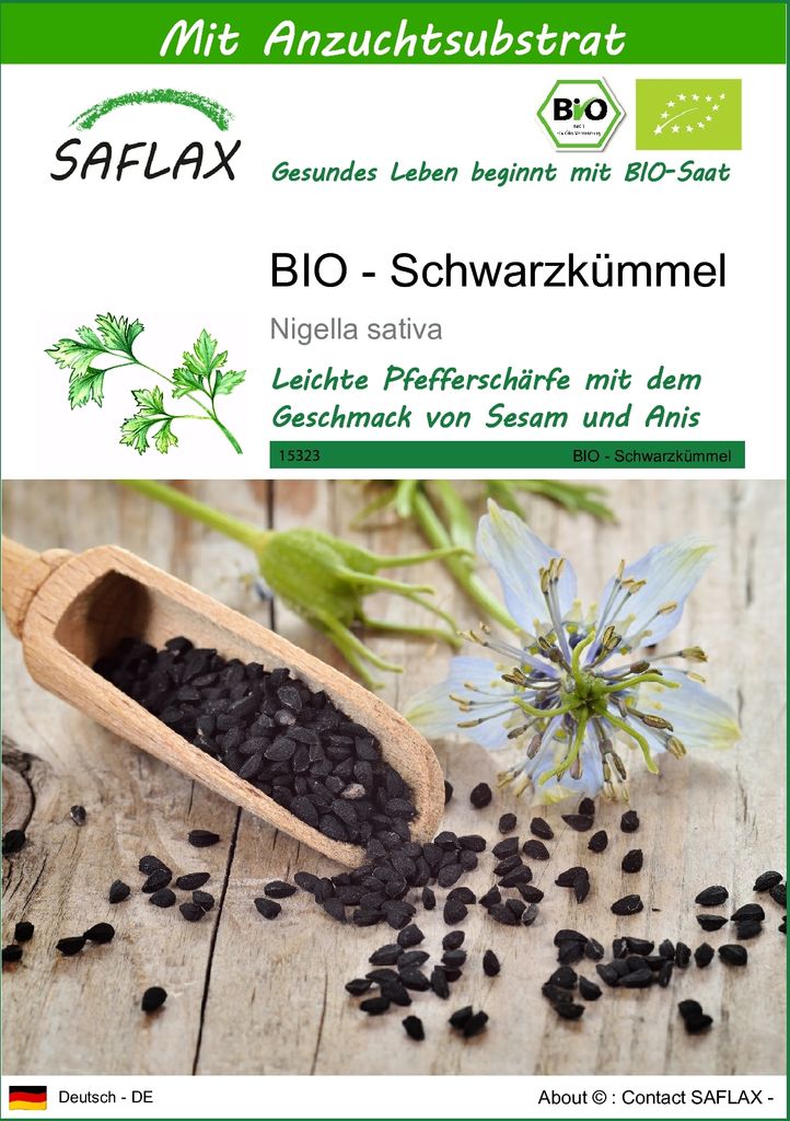 SAFLAX - BIO - Schwarzkümmel - Nigella sativa - 300 Samen - Produktbild 