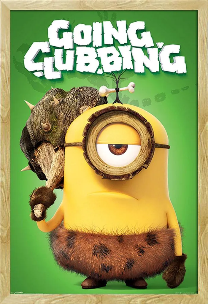 Minions - Poster - Going Clubbing + cornice rimovibile, Shinsuke® Maxi MDF faggio, vetro acrilico