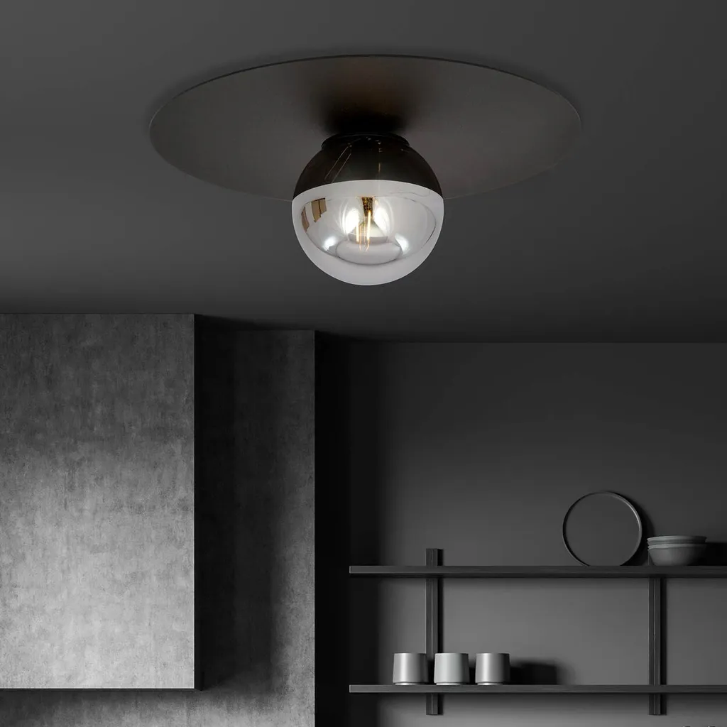 Plafonnier Industriel Noir et Graphite SOLAR 1 - Design Acier E14 - 3