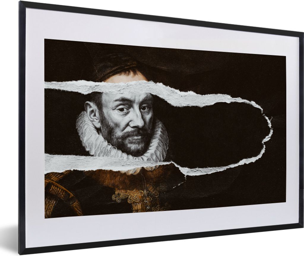 MuchoWow Gerahmtes Poster Wilhelm von Oranien - Alte Meister - Adriaen Thomasz 60x40 cm - Poster mit Schwarzem Bilderrahmen Wandposter Rahmen Fot...