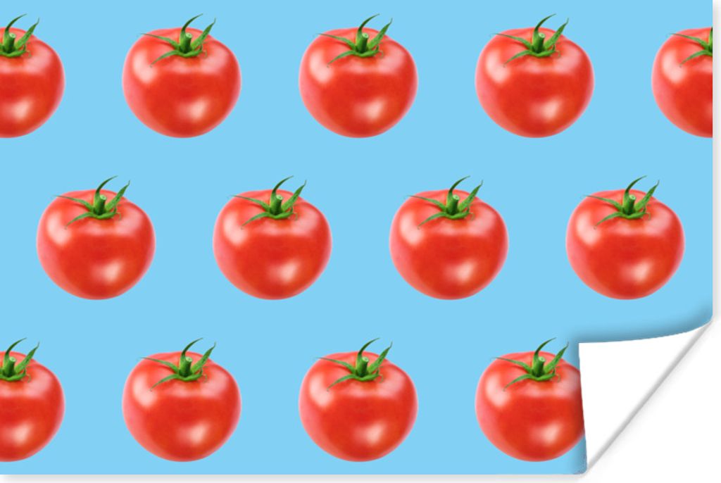 MuchoWow Poster Tomaten - Gemüse - Blau 90x60 cm - Schlafzimmer