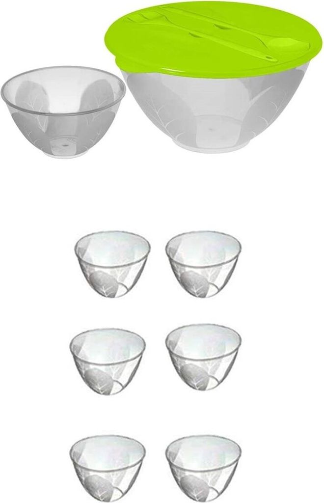 Salat Salatbutler/-schüssel mit Tragegriffe und 6 Schalen Fassungsvermögen: 5 Liter, Kunststoff, plus 6 Schalen 1 Literspülmaschinengeeignet ...