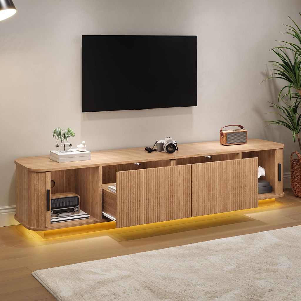 Merax TV Lowboard mit LED Beleuchtung, TV Schrank mit Produktbild 