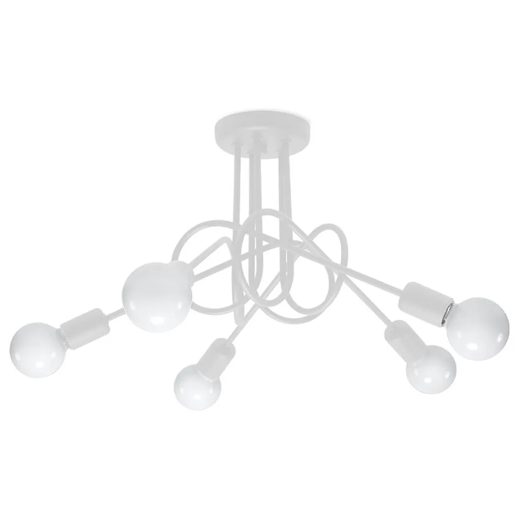 Lampadario LOOP 5 Bianco Sollux Lighting | Design Moderno E27 Acciaio