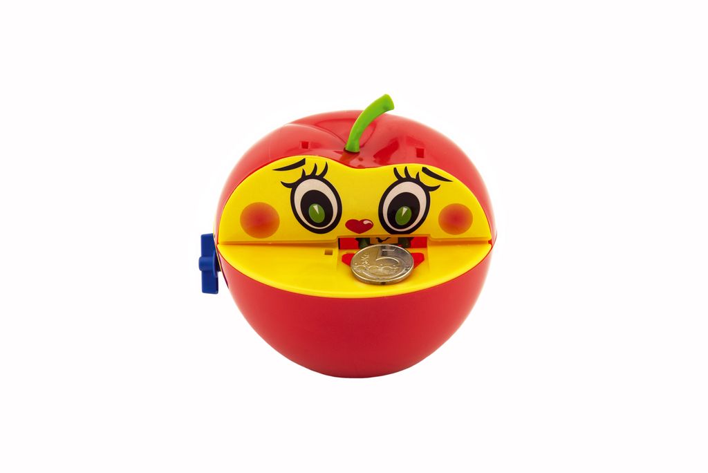 Apfel-Spardose mit Plastikwurm Produktbild 