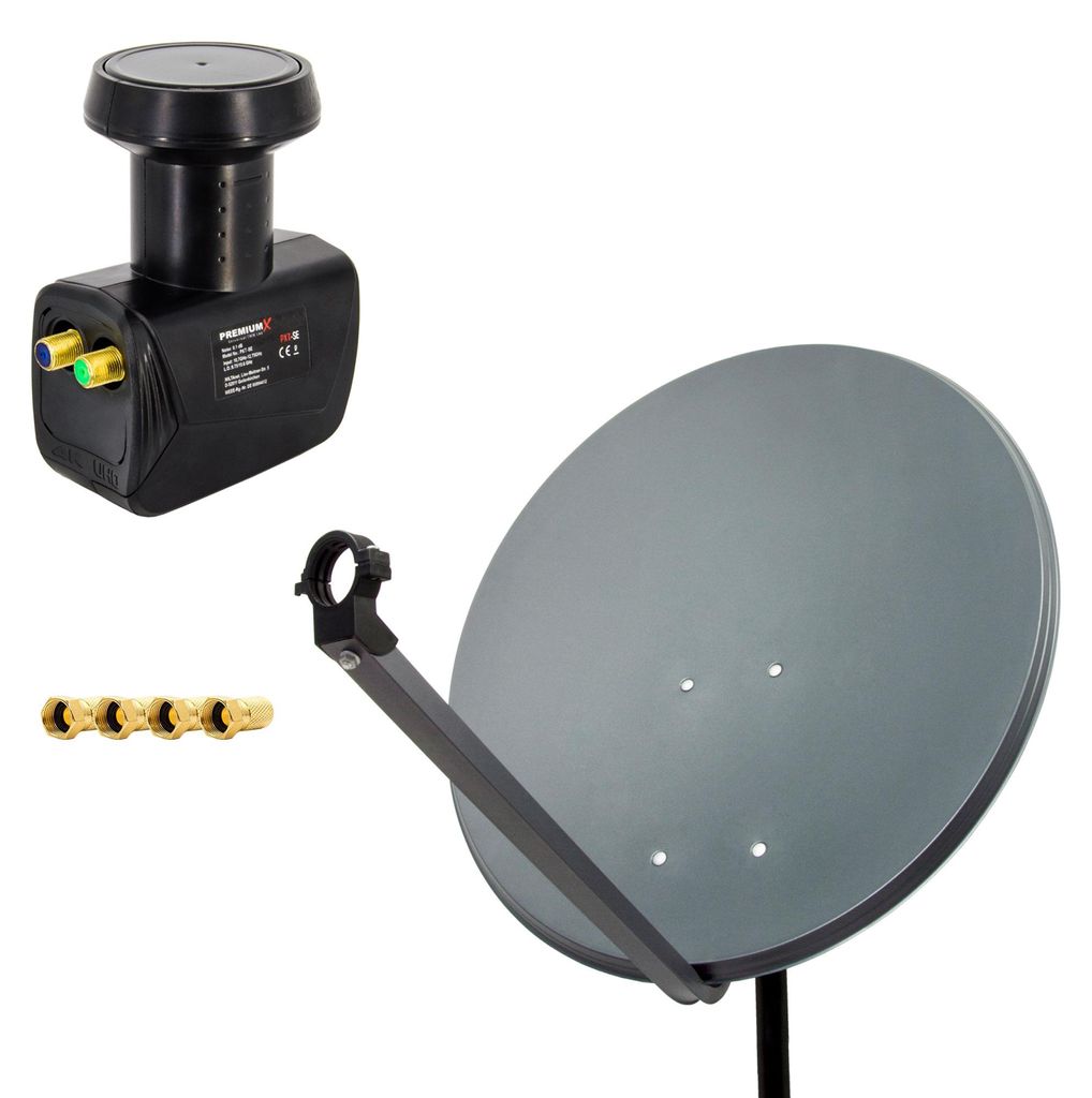 PremiumX SAT Anlage 80cm Satellitenschüssel Twin LNB 4x Produktbild 