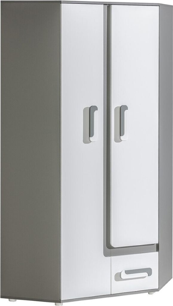 Minio, Eckschrank 90 cm, "Arezzo ", Anthrazit / Weiss Farbe