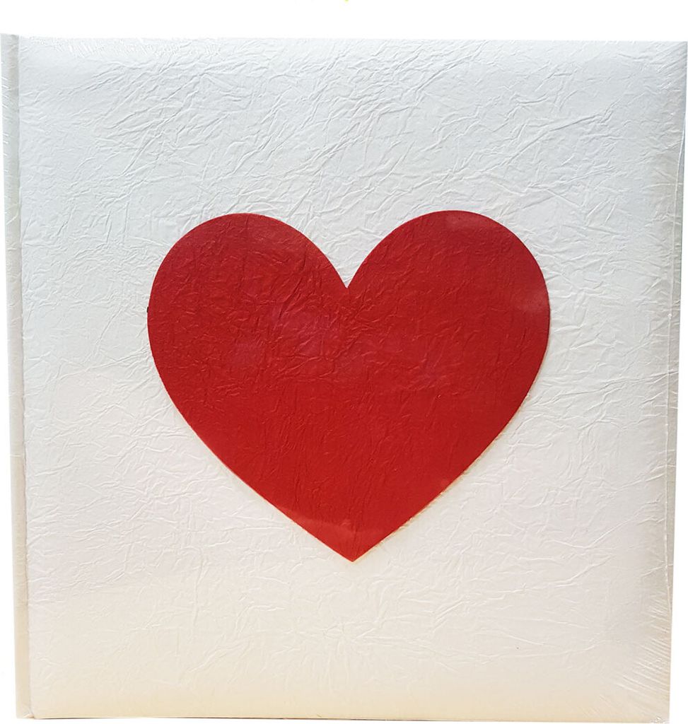 Hochzeitsalbum "Love Message", Hochzeit, Wedding, weißer Struktur Einband mit rotem Herz, 29 x 32 cm