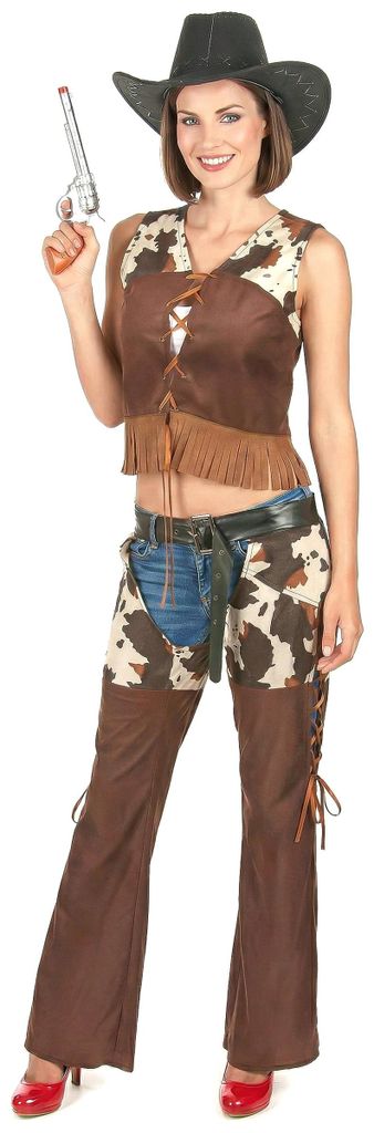 y Cowgirl Damenkostüm braun-beige - L