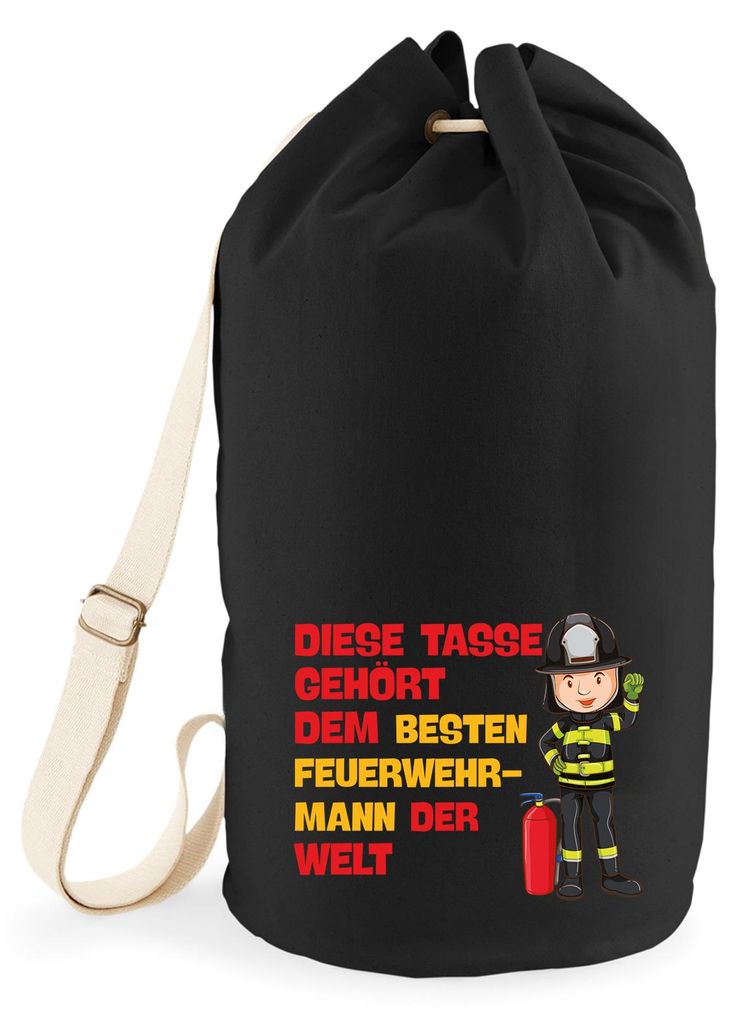 Huuraa Seesack Tasse gehört dem besten Feuerwehrmann der Welt 20 Liter Black Baumwolle Rucksack Geschenkidee