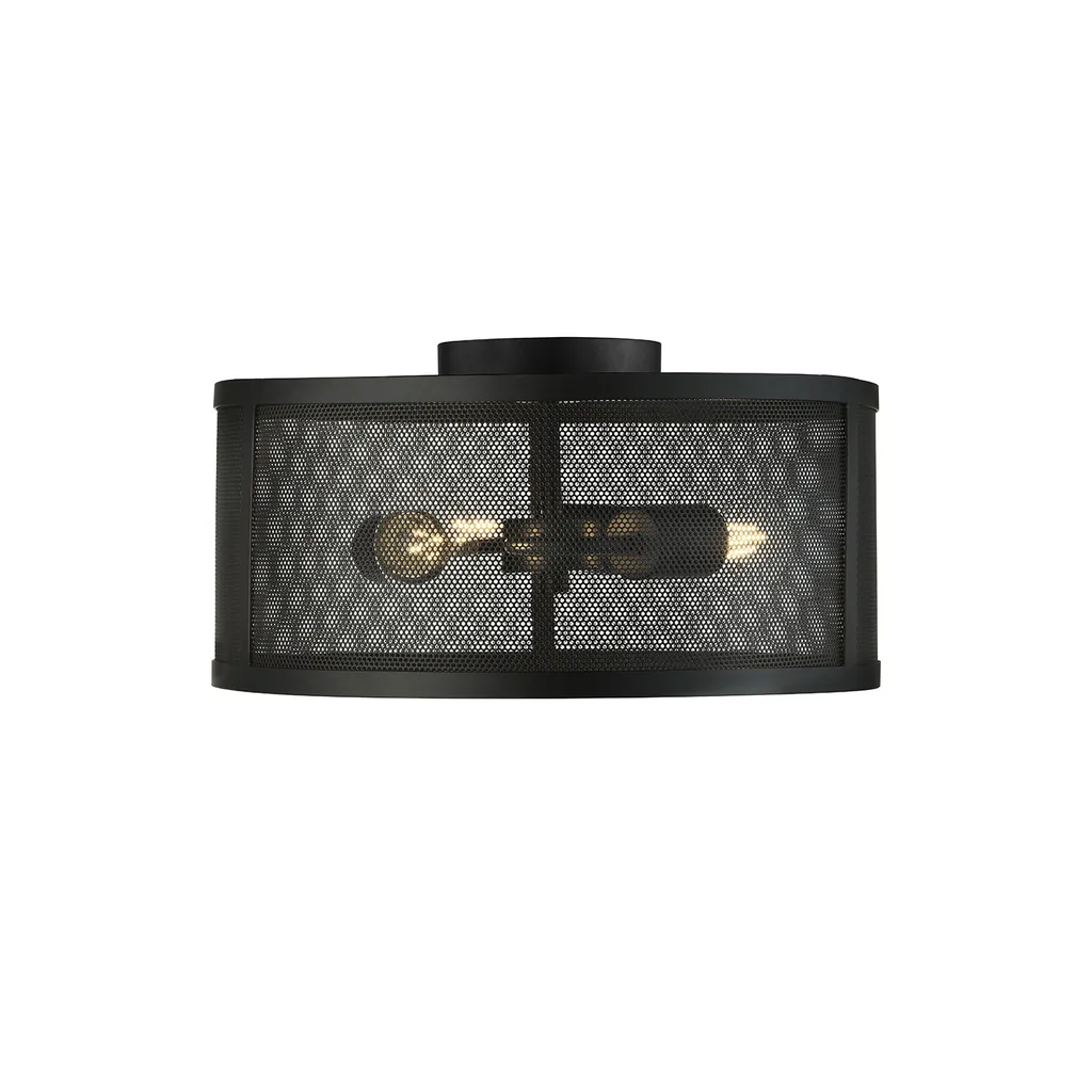 Luminaire de plafond Fishnet 3 lumières design grillagé noir 45 cm