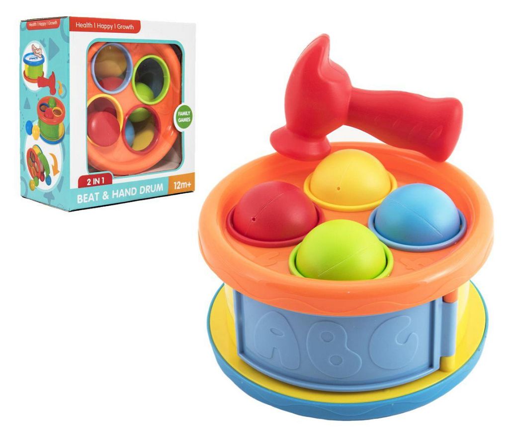 Zatloukačka/Bubínek 17cm 2v1 plast s kladívkem s míčky 4ks Obrázek produktu 