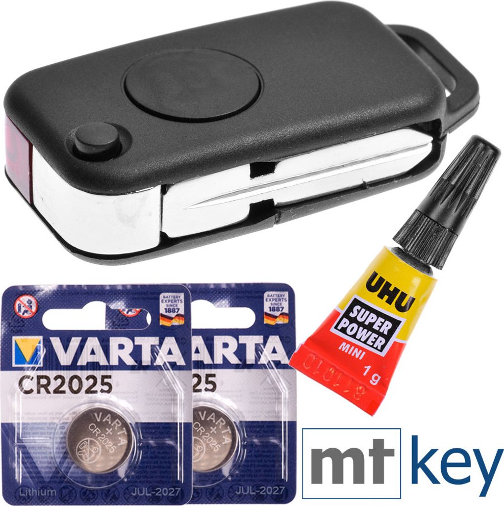 Repair Reparatur Satz Auto Schlüssel Austausch Gehäuse mit 1 Taste + HU39 Rohling + Batterie kompatibel mit Mercedes Benz W210 R129 W202