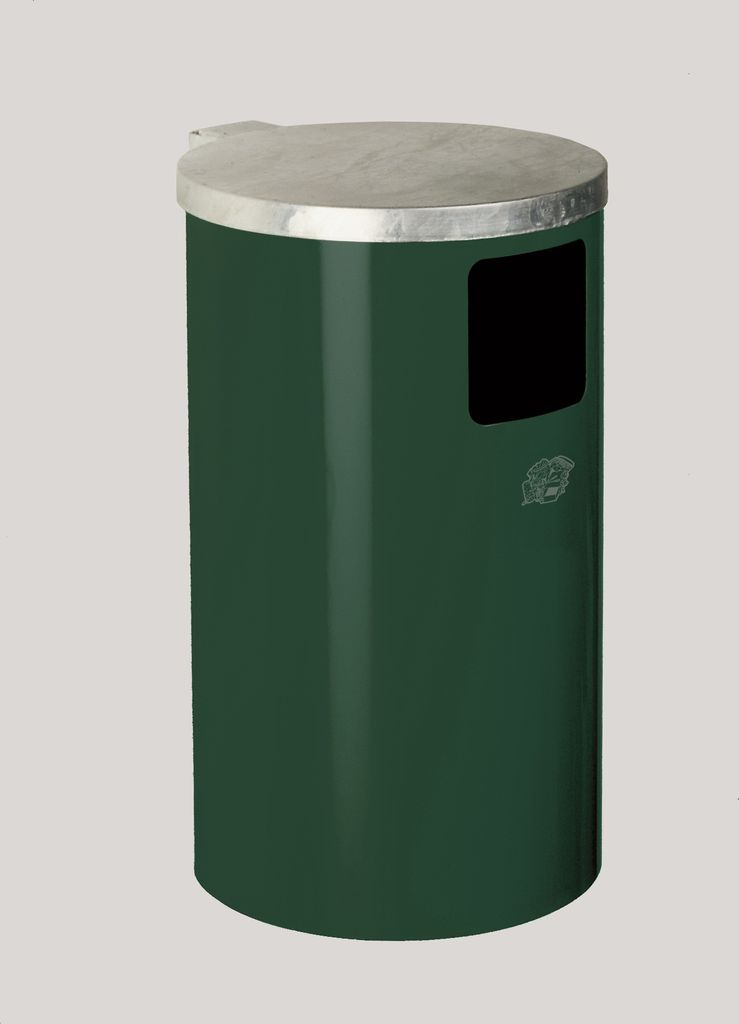 Abfallsammler zur Wand- oder Rohrbefestigung | 30 Liter, HxBxT 62x30x30cm | Verzinkter Stahl | Grün