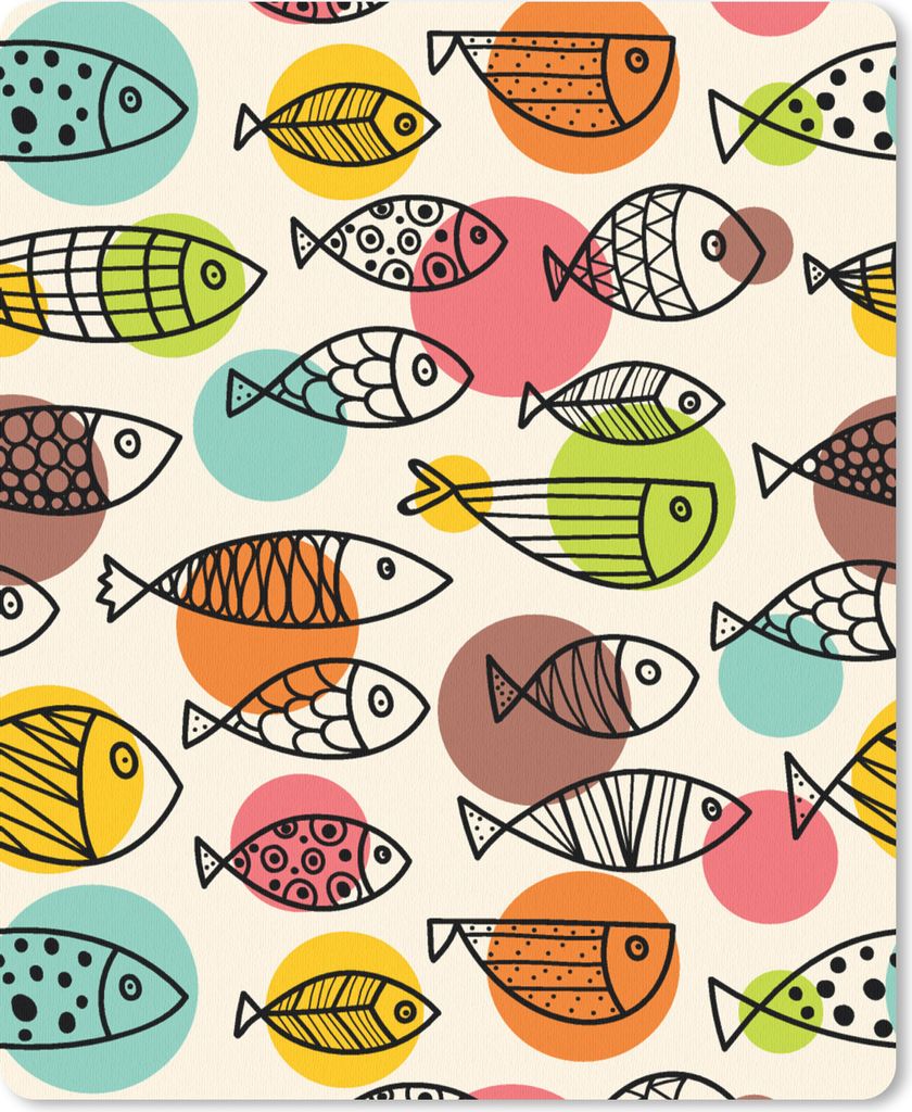 MuchoWow Mauspad Mousepad Polka dots - Fisch - Regenbogen 30x40 cm - Mousepads - Maus Mat - Pad - Mausunterlage - Mausmatten