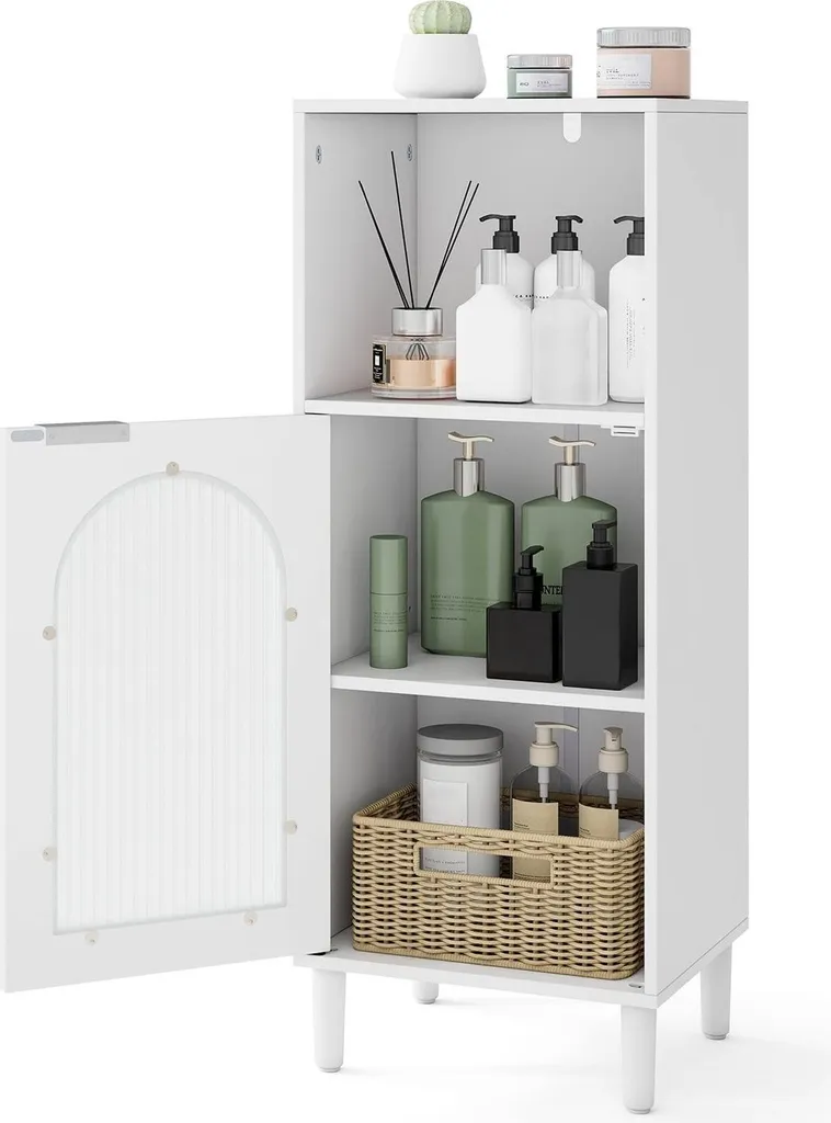 Armoire de toilette blanche murale avec vitrine et tablette amovible