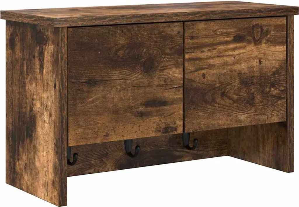 Porte-manteau robuste chêne fumé avec tablette de rangement 50 cm