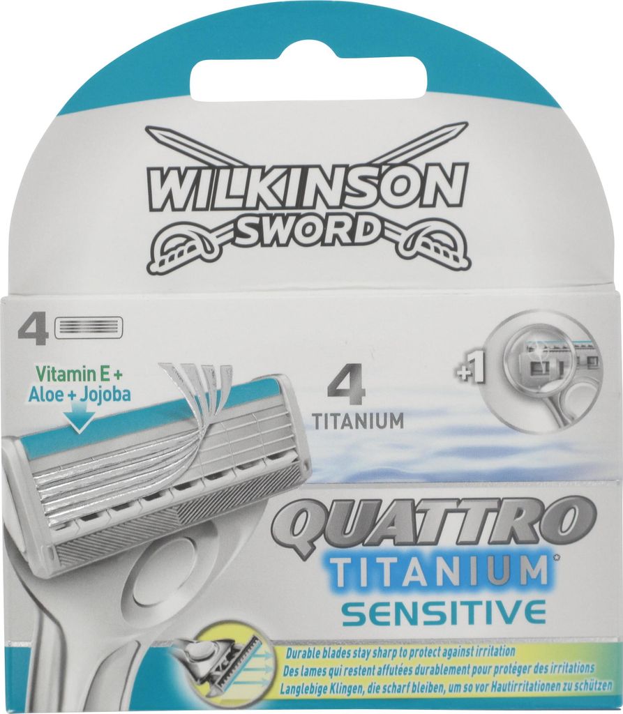 WILKINSON SWORD Quattro Titanium Sensitive Rasierklingen, 4 St