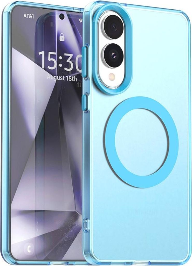 MagSafe Hülle für Samsung Galaxy S25 Edge - Phonesta HardFrost Semi-Transparent Back Cover - Matt Blau