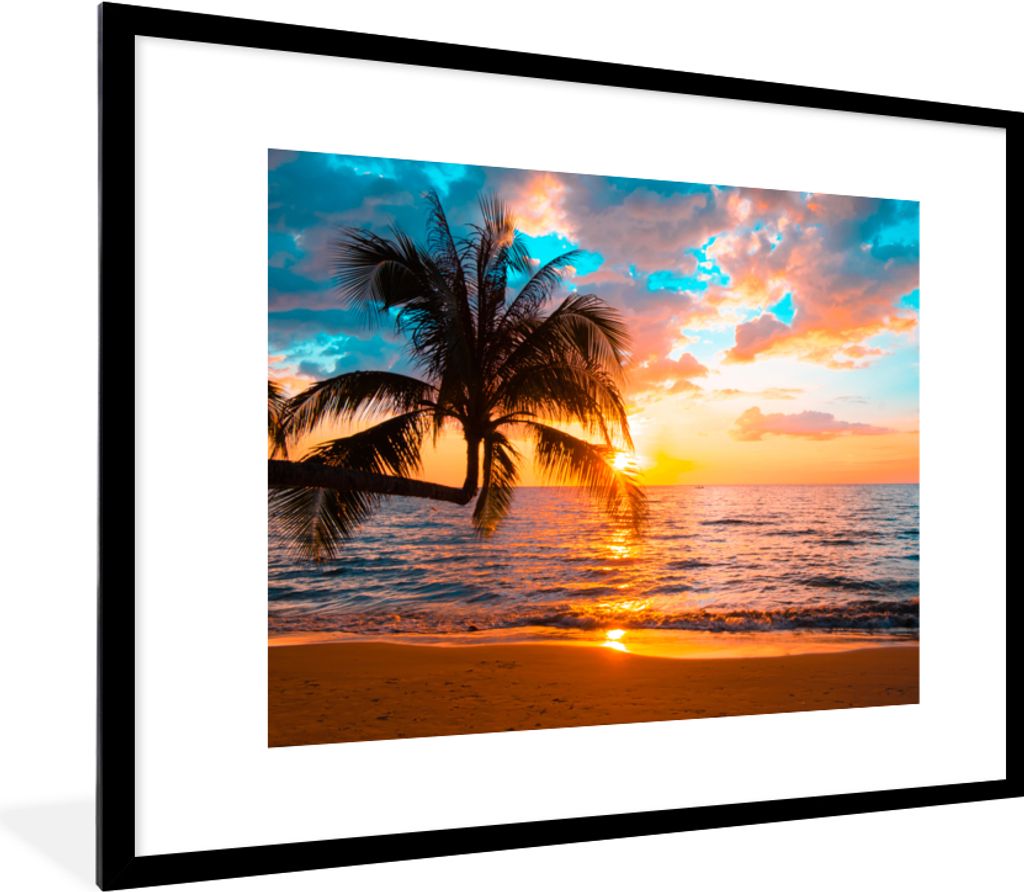 MuchoWow® Gerahmtes Poster Palme - Sonnenuntergang - Produktbild 