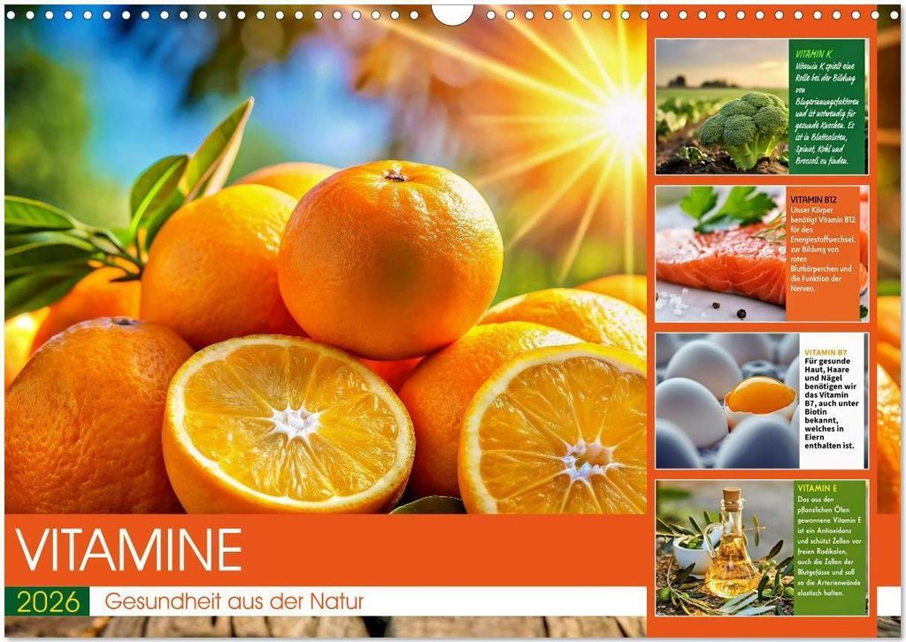 VITAMINE - Gesundheit aus der Natur (Wandkalender 2026 DIN A3 quer), CALVENDO Monatskalender