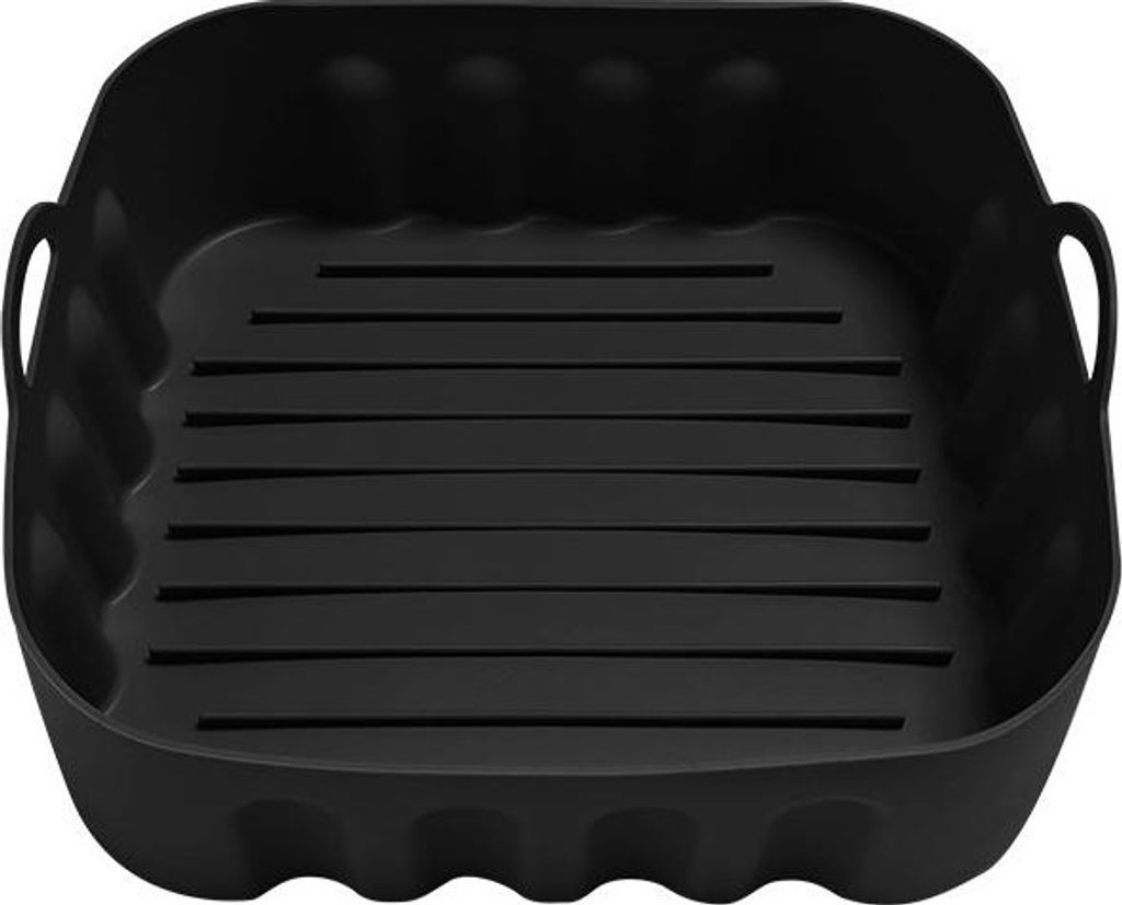 INF Silikon Frittierkorb Einsatz 3.5L - Quadratisch, Hitzebeständig, mit Griffen Schwarz