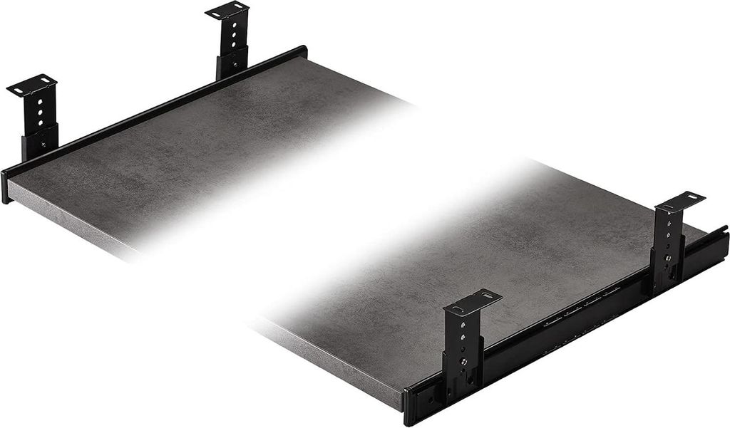 Tastaturauszug 400mm schwarz - Teilweise ausziehbar - Mit Montagewinkel - Höhenverstellbar - Belastbar bis 30 kg