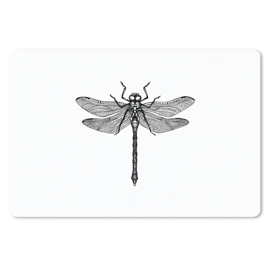 MuchoWow Mauspad Mousepad Libelle - Insekten - Retro - Schwarz und weiß 27x18 cm - Mousepads - Maus Mat - Pad - Mausunterlage - Büroartikel - D...