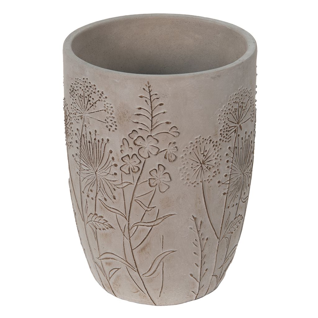 Clayre & Eef Pot de fleurs Ø 18x25 cm Gris Beige Pierre Image du produit 