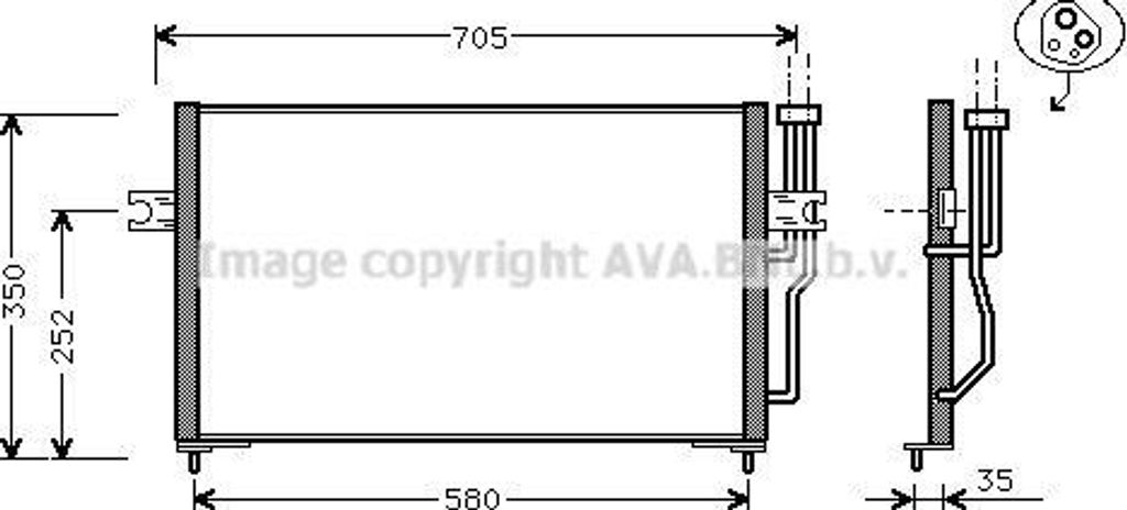 AVA VO5086 Kondensator, Klimaanlage OE CAB311B080 kompatibel mit Carisma, Space Star, S40, V40