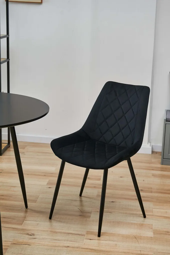 Chaise de Table en Velours Noir au Design Moderne et Pieds Robustes - 7