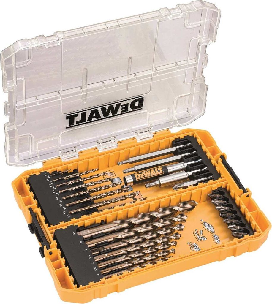 DeWALT Bit- und Metallbohrer-Set DT70756 HSS-G Schraub-Bohr-Werkzeug mit erhöhter Bruchstabilität, 35-teilig