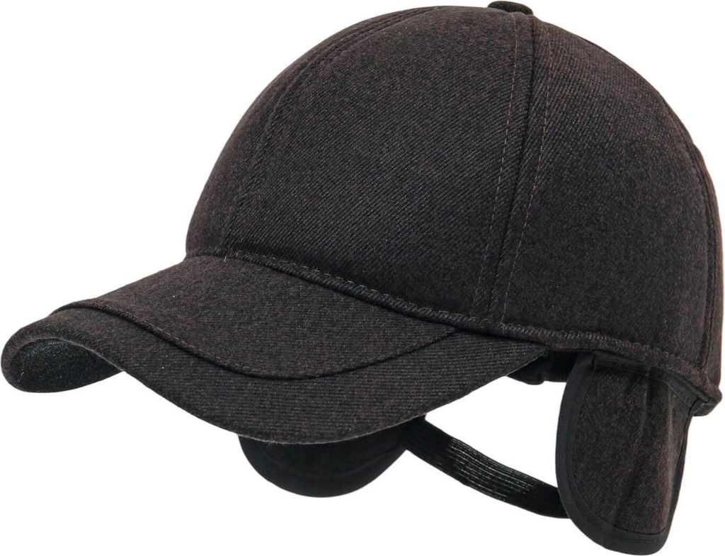 Leoberg Uni Fleece-Cap mit Ohrenschutz - Wintermütze mit Ohrenschützern in 180001-braun-01