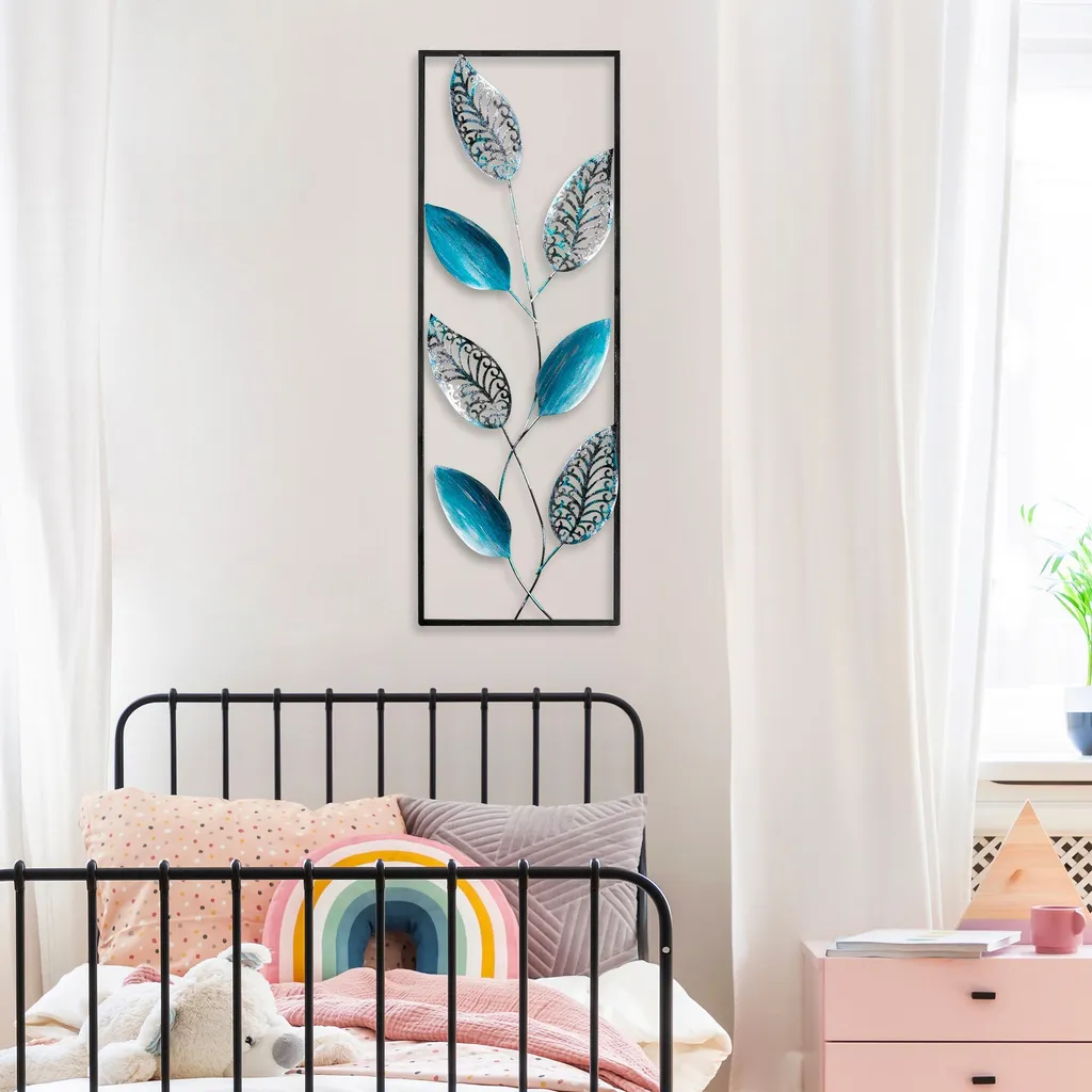 Wallity Leaf 2 Scultura Murale in Metallo - Lusso Multicolore 32x90cm
