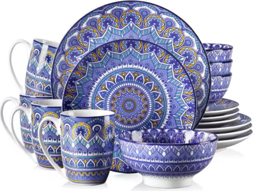 Zafiro Serviesset – 16-teilig – 4 Personen – Essteller, tiefe Teller & Frühstücksteller – Blau – Keramik