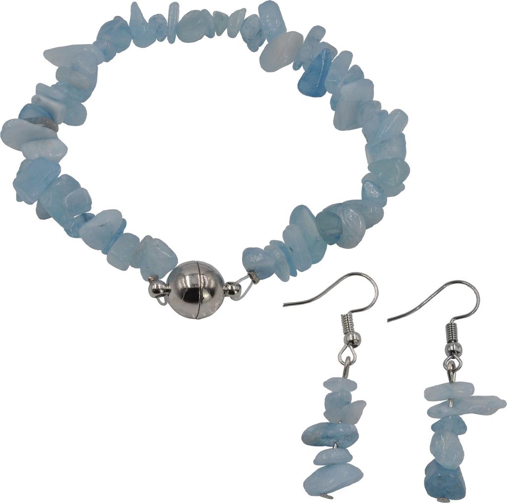 Steuer Modeschmuck Set Armband Ohrringe Metall 20cm hellblau Aquamarine 445000077