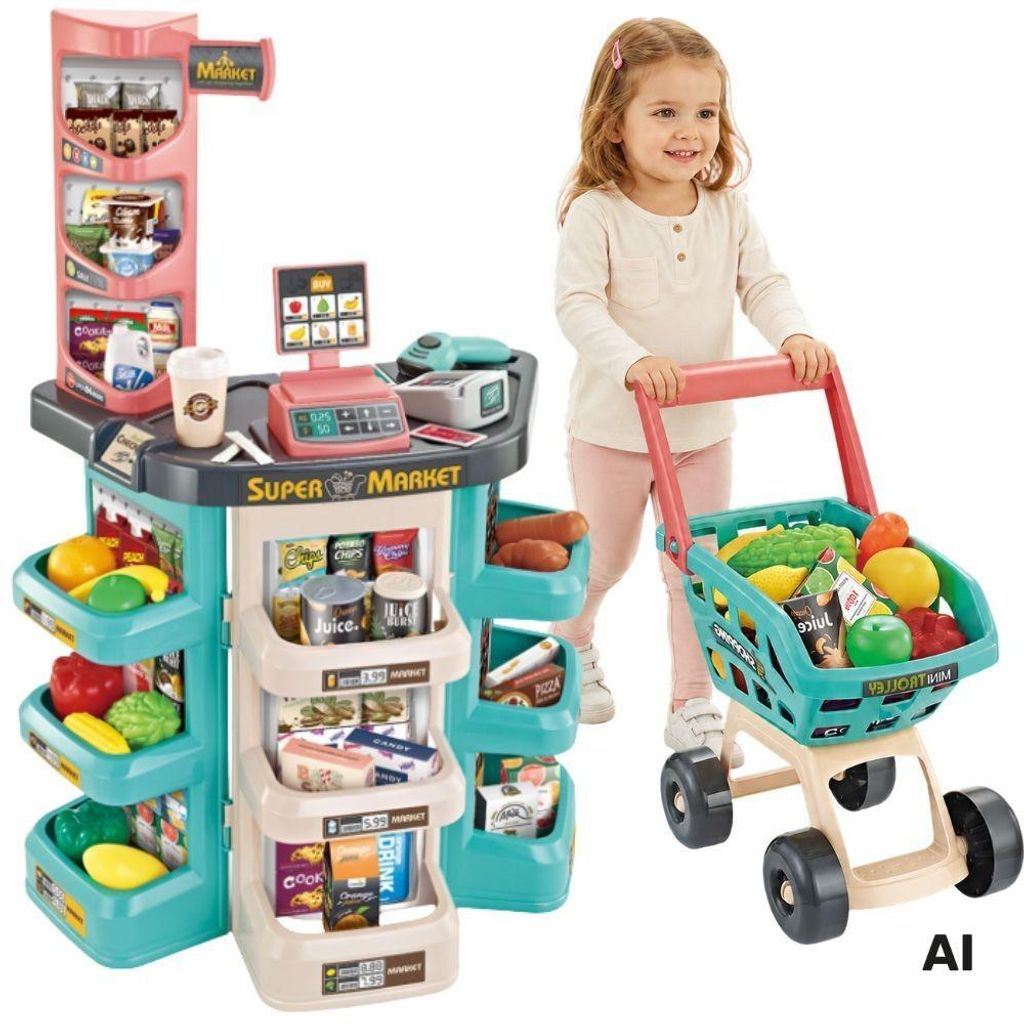 Woopie Supermarkt Winkel En Trolley Winkelwagentje Productafbeelding 