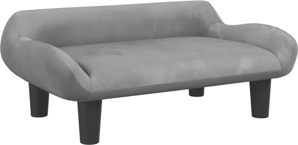 Mini Divano Design Grigio Chiaro Velluto 70x40 cm per Camerette Moderne