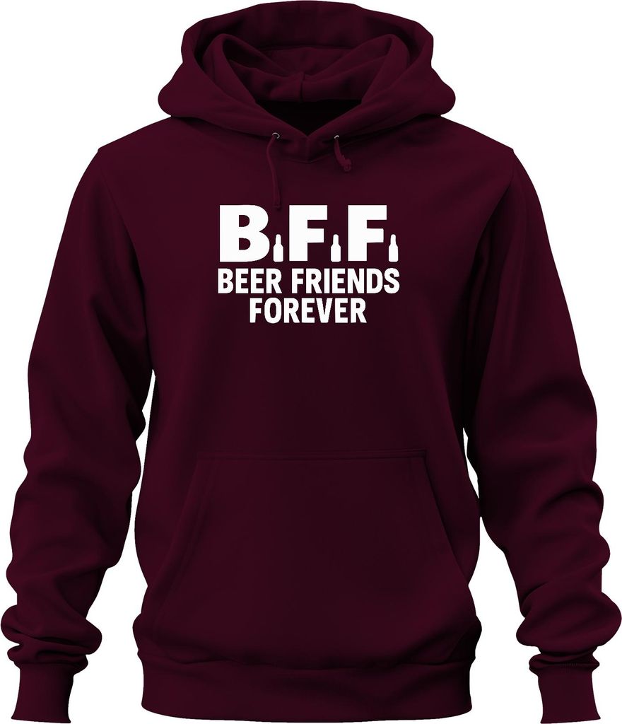 BFF Beer Friends Forever Bierfreunde Party Pub JGA Lustig Bier Uni Hoodie Kapuzenpullover, Burgundy, S