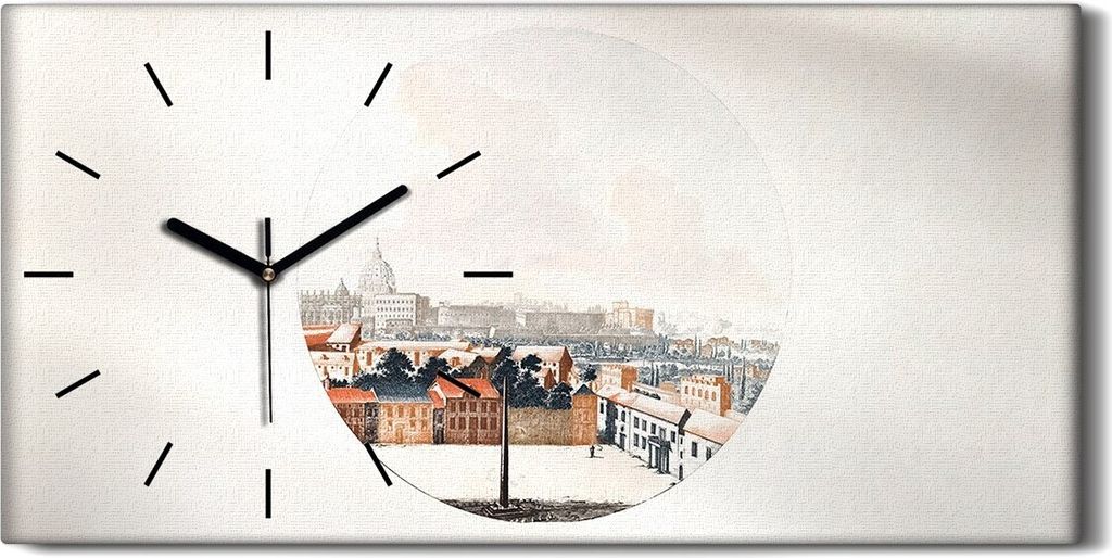 Wanduhr Uhr Wandbild Leinwand 60x30 Zeichnung Stadt Produktbild 