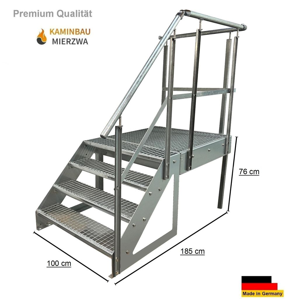 Podesttreppe Stahltreppe Freistehend 4 Stufen  Höhe 76cm Produktbild 