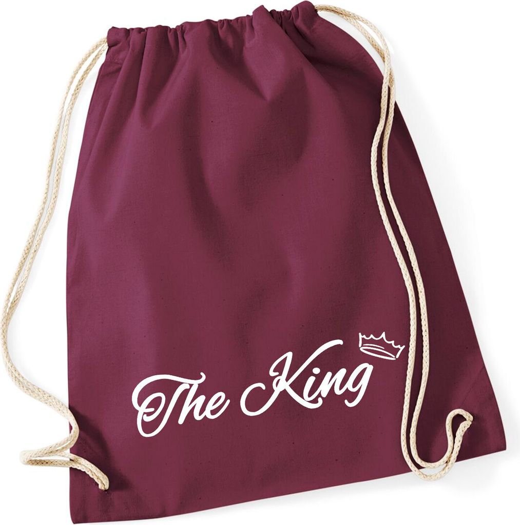 Huuraa Turnbeutel The King Krone 12 Liter Burgundy Baumwolle Rucksack Geschenkidee
