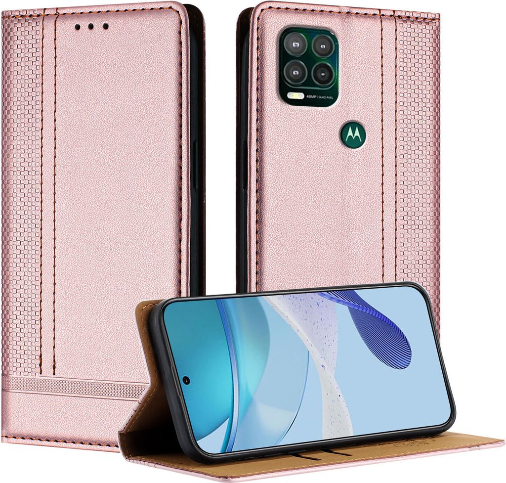 Handyhülle für Motorola Moto G Stylus 5G 2021 Leder Flip Klappbare Schutzhülle mit Standfunktion Pink